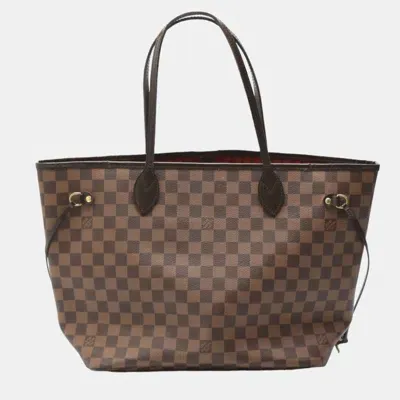 Pre-owned Louis Vuitton Brown Damier Ebene Canvas Neverfull Mm Tote Bag