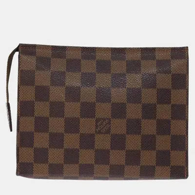 Pre-owned Louis Vuitton Brown Damier Ebene Canvas Pochette Toilette Clutch Bag