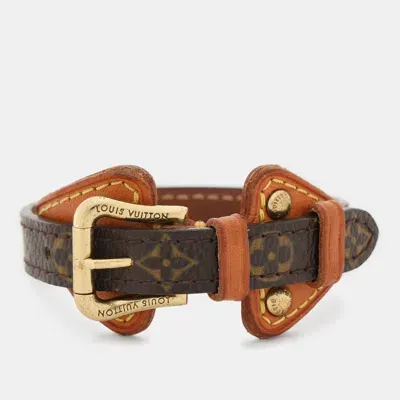 Pre-owned Louis Vuitton Brown Monogram Canvas And Leather Theda Bracelet