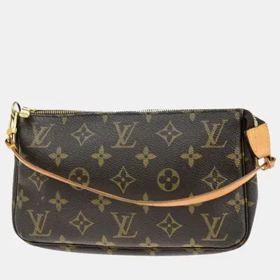 Pre-owned Louis Vuitton Brown Monogram Canvas Pochette Accessoires Clutch Bag