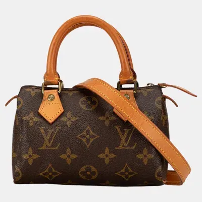 Pre-owned Louis Vuitton Brown Monogram Nano Speedy Bandouliere