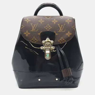 Pre-owned Louis Vuitton Brown/black Vernis With Monogram Canvas Hot Springs Backpack