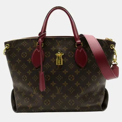 Pre-owned Louis Vuitton Coated Canvas Monogram Brown Riduvan Flower Zip Tote Mm Bag