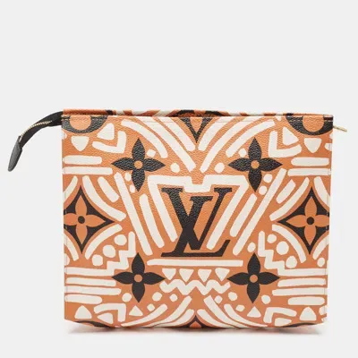 Pre-owned Louis Vuitton Cream/caramel Monogram Giant Crafty Canvas Toiletry Pouch 26