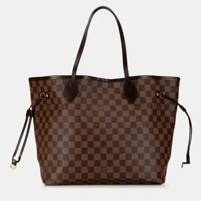 Pre-owned Louis Vuitton Damier Ebene Neverfull Mm In Brown