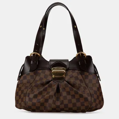 Pre-owned Louis Vuitton Damier Ebene Sistina Pm In Brown