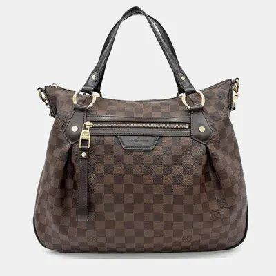 Pre-owned Louis Vuitton Damier Evora Mm Bag In Brown