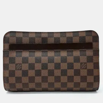 Pre-owned Louis Vuitton Damier Pochette Saint-louis Clutch In Brown