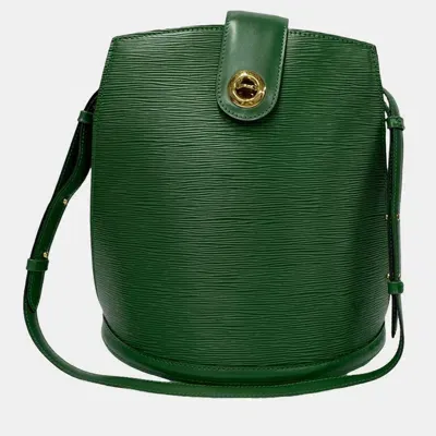 Pre-owned Louis Vuitton Green Leather Cluny Shoulder Bag