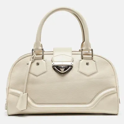 Pre-owned Louis Vuitton Ivory Epi Leather Montaigne Gm Bag In White