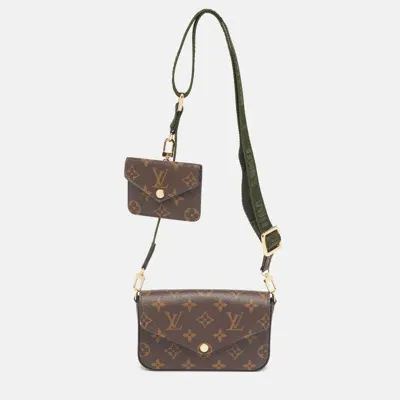 Pre-owned Louis Vuitton Khaki Monogram Canvas Félicie Strap & Go Bag In Brown