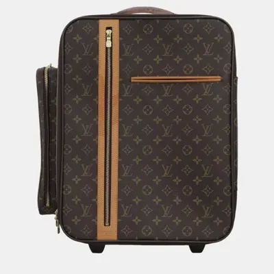 Pre-owned Louis Vuitton Monogram Bosphore Trolley Rolling Luggage In Brown