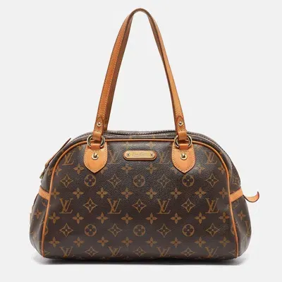 Pre-owned Louis Vuitton Monogram Canvas And Leather Montorgueil Pm Bag In Brown