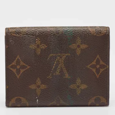 Pre-owned Louis Vuitton Monogram Canvas Enveloppe Carte De Visite In Brown