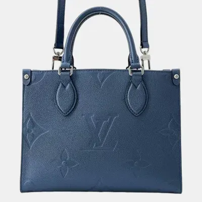 Pre-owned Louis Vuitton Monogram Giant Empreinte On The Go Pm Bag In Navy Blue