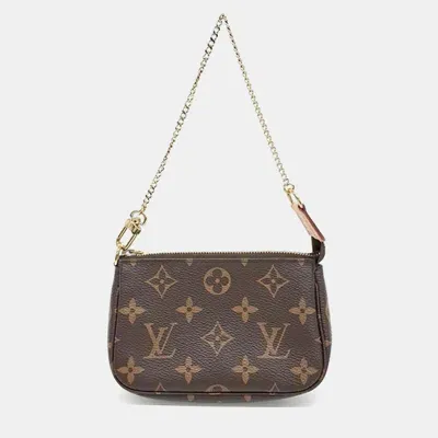 Pre-owned Louis Vuitton Monogram Mini Pochette Accessories Bag In Brown