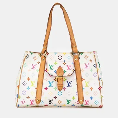 Pre-owned Louis Vuitton Monogram Multicolore Aurelia Mm Bag In White