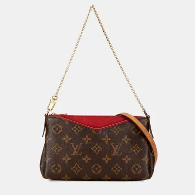 Pre-owned Louis Vuitton Monogram Pallas Clutch In Brown