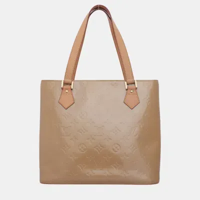 Pre-owned Louis Vuitton Monogram Vernis Houston Tote Bag In Beige