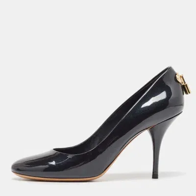 Pre-owned Louis Vuitton Navy Blue Patent Leather Oh Really! Pumps Size 38.5