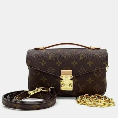 Pre-owned Louis Vuitton Pochette Metis East West Bag In Brown