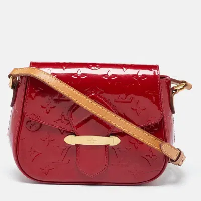 Pre-owned Louis Vuitton Pomme D'amour Monogram Vernis Bellflower Gm Bag In Red