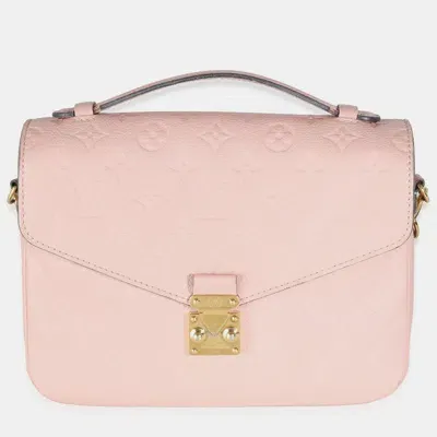 Pre-owned Louis Vuitton Rose Poudre Monogram Empreinte Leather Pochette Metis Shoulder Bag In Pink