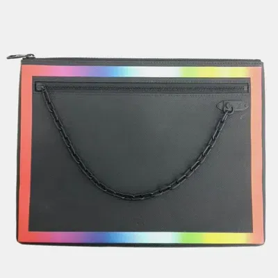 Pre-owned Louis Vuitton Virgil Abloh Chain Clutch In Black