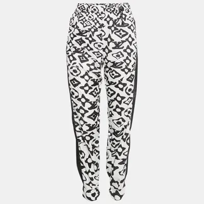 Pre-owned Louis Vuitton X Urs Fischer Black/white Monogram Print Synthetic Joggers S