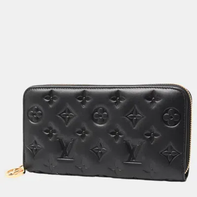 Pre-owned Louis Vuitton Zippy Wallet Embossed Lambskin Black M81510 Black Leather