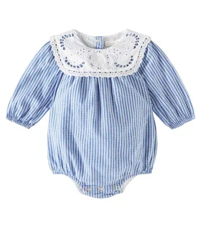 Louise Misha Baby Ilaria Cotton Bodysuit In Blue Sonnet Vichy