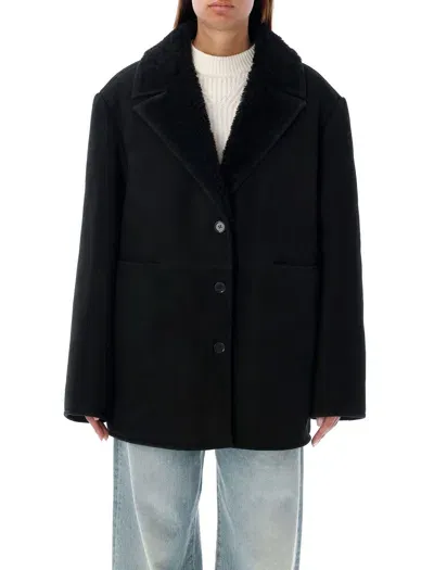 Loulou Cirebo Shearling Coat In Black