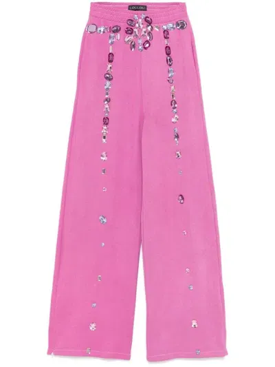 Loulou Crystal-embellished Track Pants In Pink