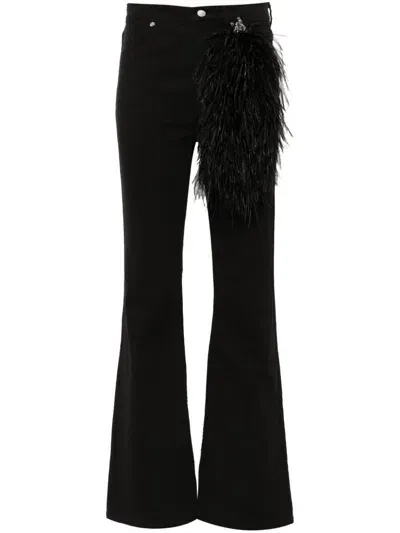 Loulou Feather-detail Jeans In Black