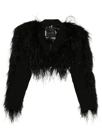 Loulou Feather-embellished Jacket In Black