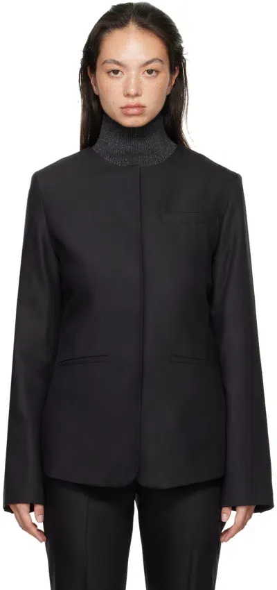 Loulou Studio Lavena Collarless Wool Jacket In Black