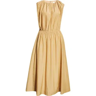 Loulou Studio Aphrodite Gathered Sleeveless Cotton & Silk Dress In Dune