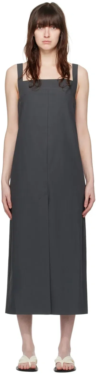 Loulou Studio Gray Makeen Midi Dress In Iron Grey