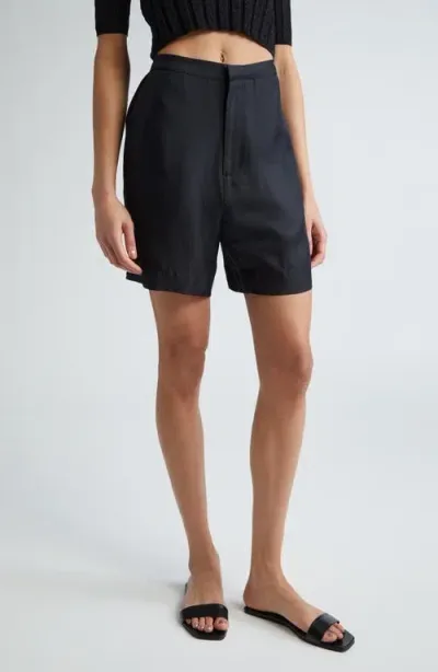 Loulou Studio Poseidon High Waist Silk Shorts In Black