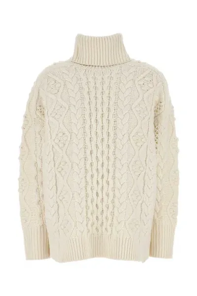 Loulou Studio Ivory Wool Blend Anar Oversize Sweater In White