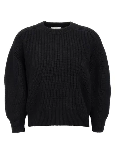 Loulou Studio 'marcela' Crew Neck Ribbed Knit Sweater In Black