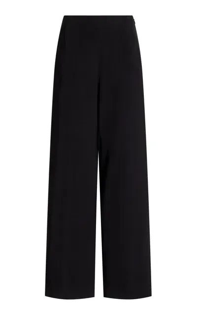 Loulou Studio Mid-rise Crepe Wide-leg Pants In Black