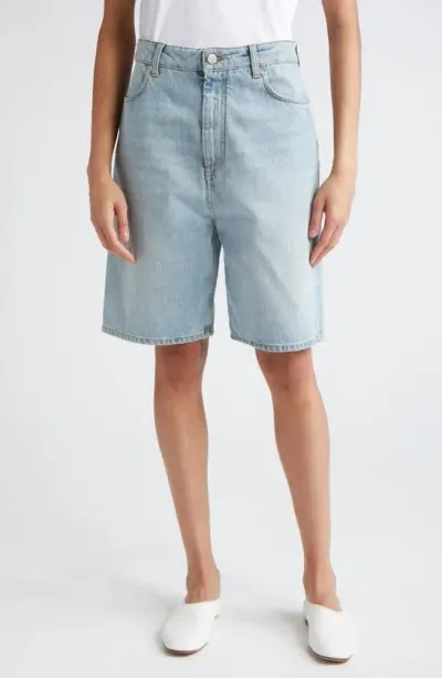 Loulou Studio Organic Cotton Denim Shorts In Washed Light Blue