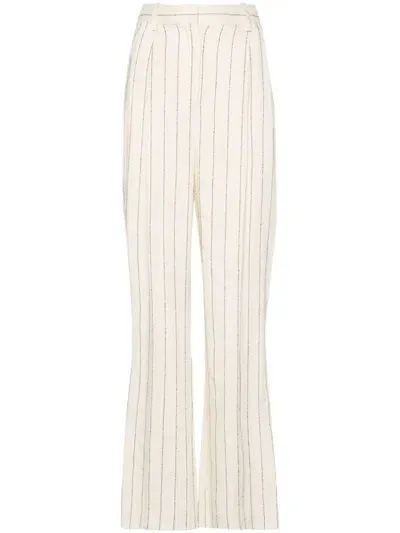 Loulou Studio Enyo Pleat-detail Trousers In Ivory Black