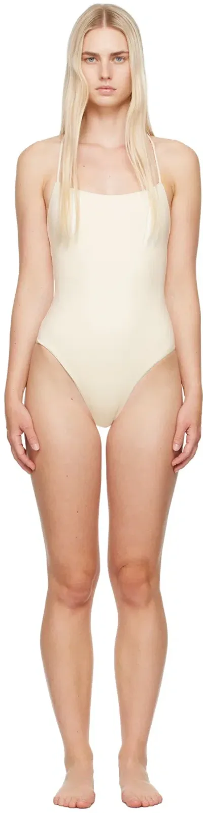 Loulou Studio White Dionysos Swimsuit In Frost Ivory