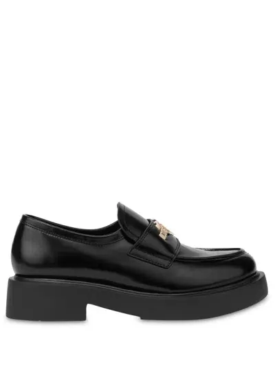 Love Moschino 40mm Logo-plaque Slip-on Loafers In Schwarz