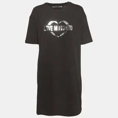 Pre-owned Love Moschino Black Logo Cotton T-shirt M