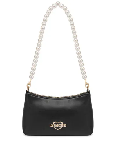 Love Moschino Golden Heart Shoulder Bag In Black