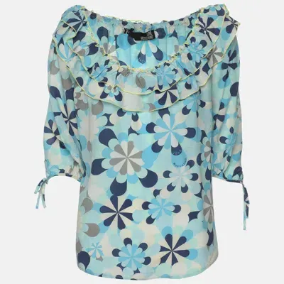 Pre-owned Love Moschino Multicolor Printed Silk Top M