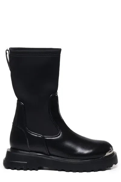 Love Moschino Panelled Sock-style Ankle Boots In Black